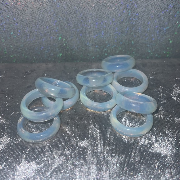Opal ring bands opalite clear shiny milky healing crystal rock opalite ring band - Picture 5 of 17